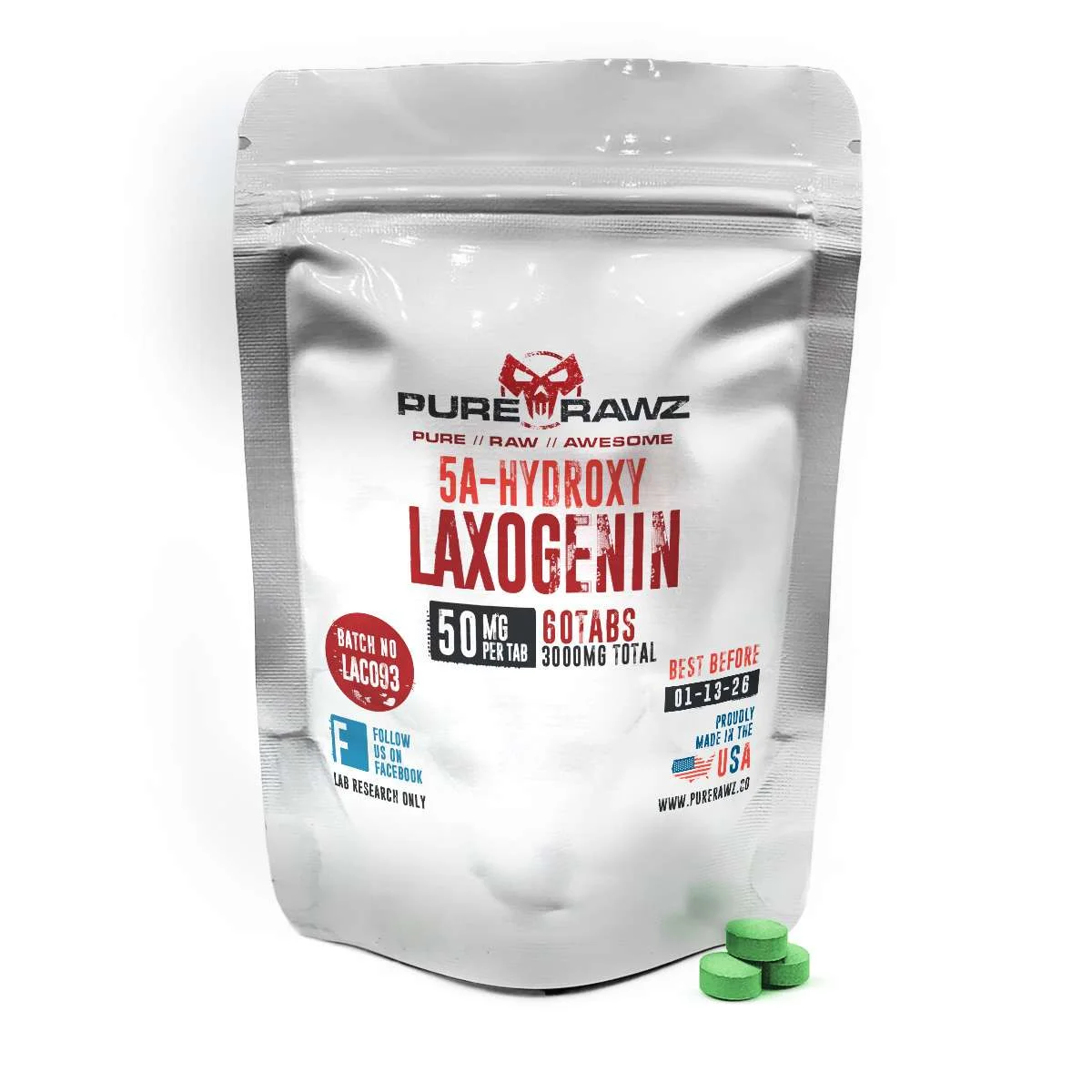 Laxogenin (5a-Hydroxy Laxogenin) - Tablets / 50mg per tablet/60ct/3g