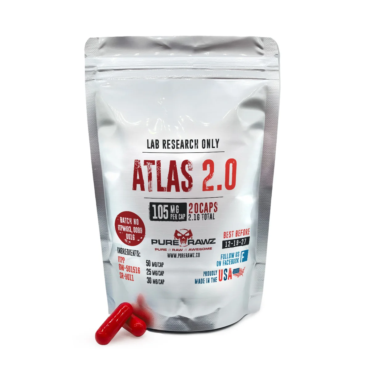 Atlas 2.0 Stack (ITPP + GW-0742 + SR-9011) - Capsules / 105mg per cap/20ct/2.1g