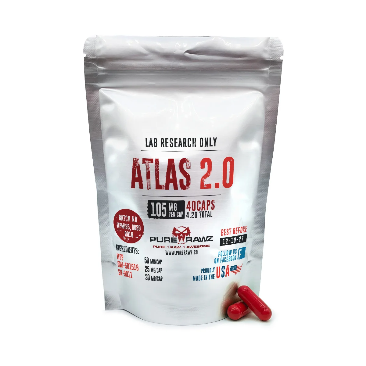 Atlas 2.0 Stack (ITPP + GW-0742 + SR-9011) - Capsules / 105mg per cap/40ct/4.2g