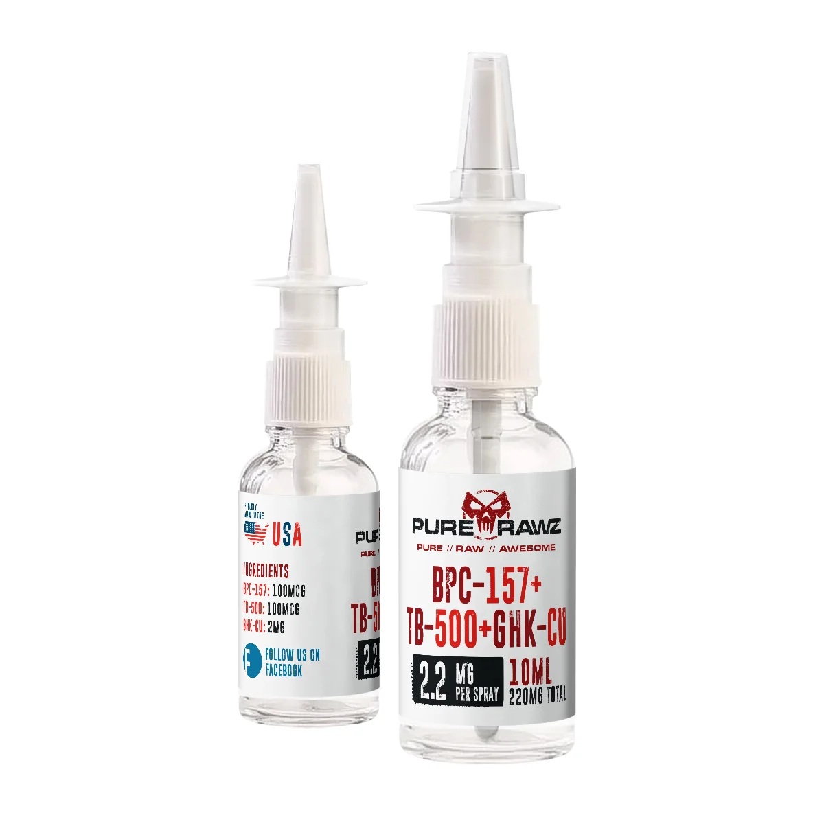 BPC-157 + Thymosin Beta-4 + GHK-Cu Blend - Nasal Spray / 2.2mg per spray/10ml/220mg
