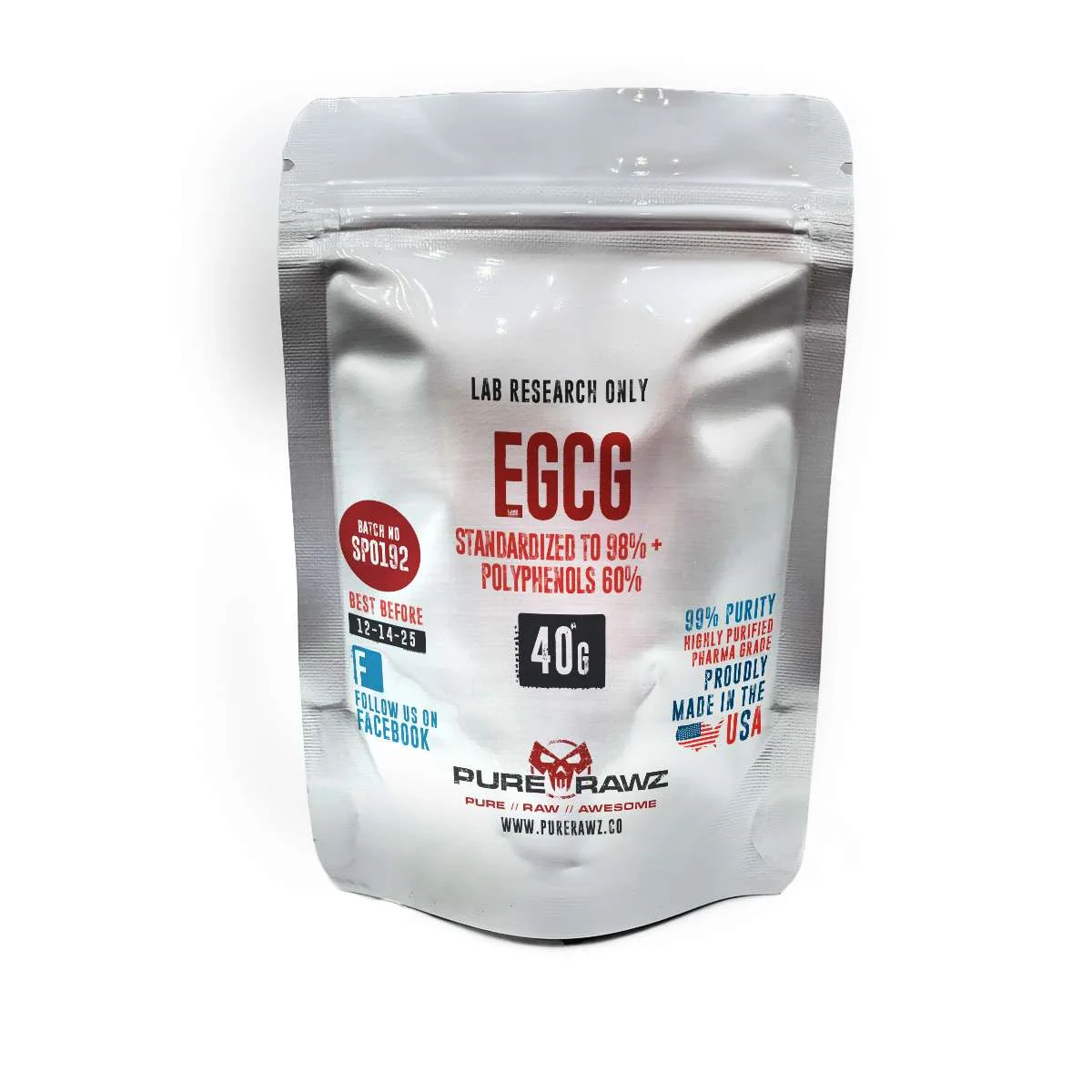 EGCG Green Tea Extract Standardized to 98% + Polyphenols 60% - 40g