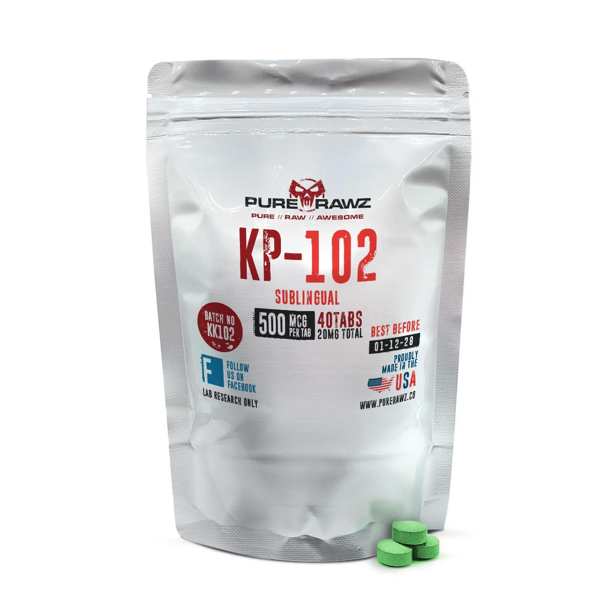 KP-102 - Sublingual Tablets / 500mcg per tablet/40ct/20mg