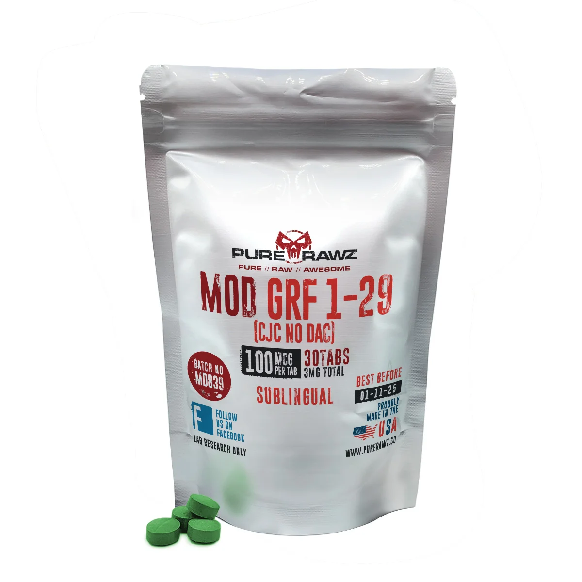 Mod GRF 1-29 (CJC-1295 No Dac) - Sublingual Tablets / 100mcg/30ct/3mg