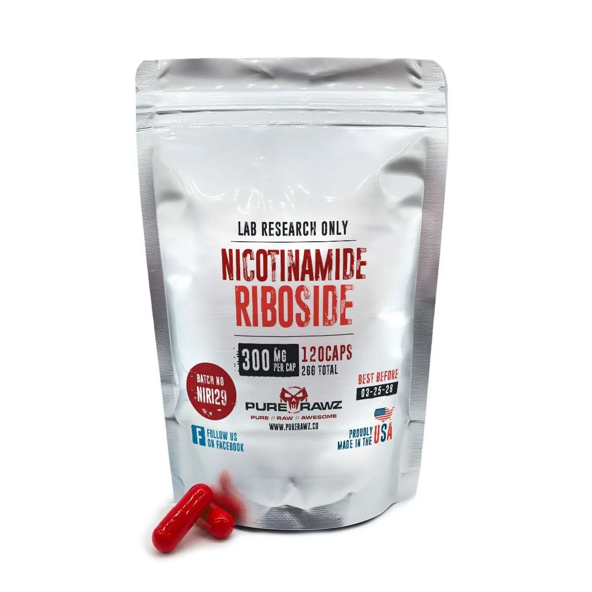 Nicotinamide Riboside - Capsules / 300mg per capsule/120ct/26g