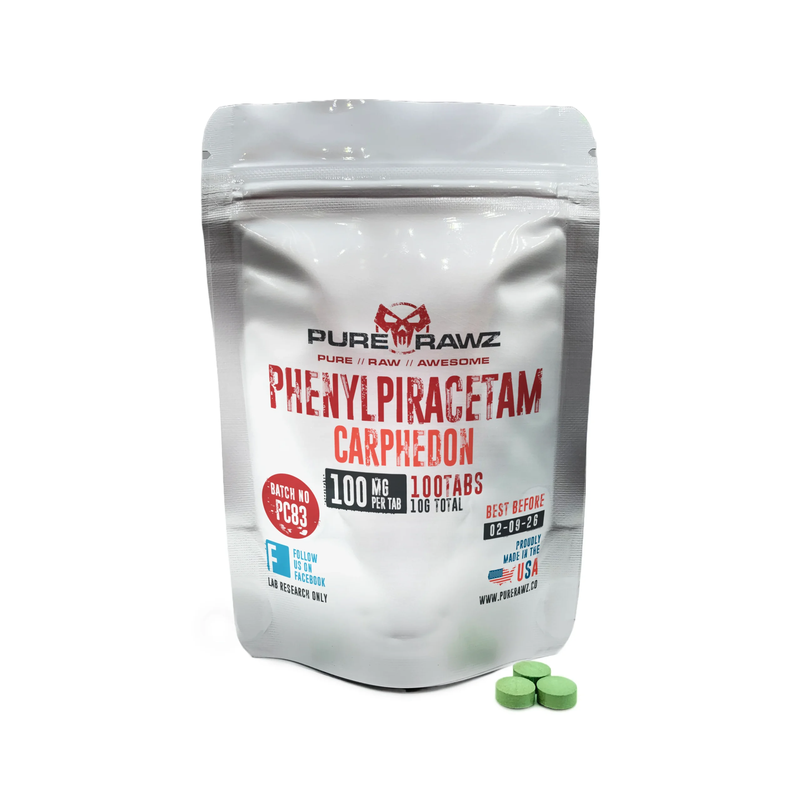 Phenylpiracetam Carphedon - Tablets / 100mg per tab / 100ct / 10g