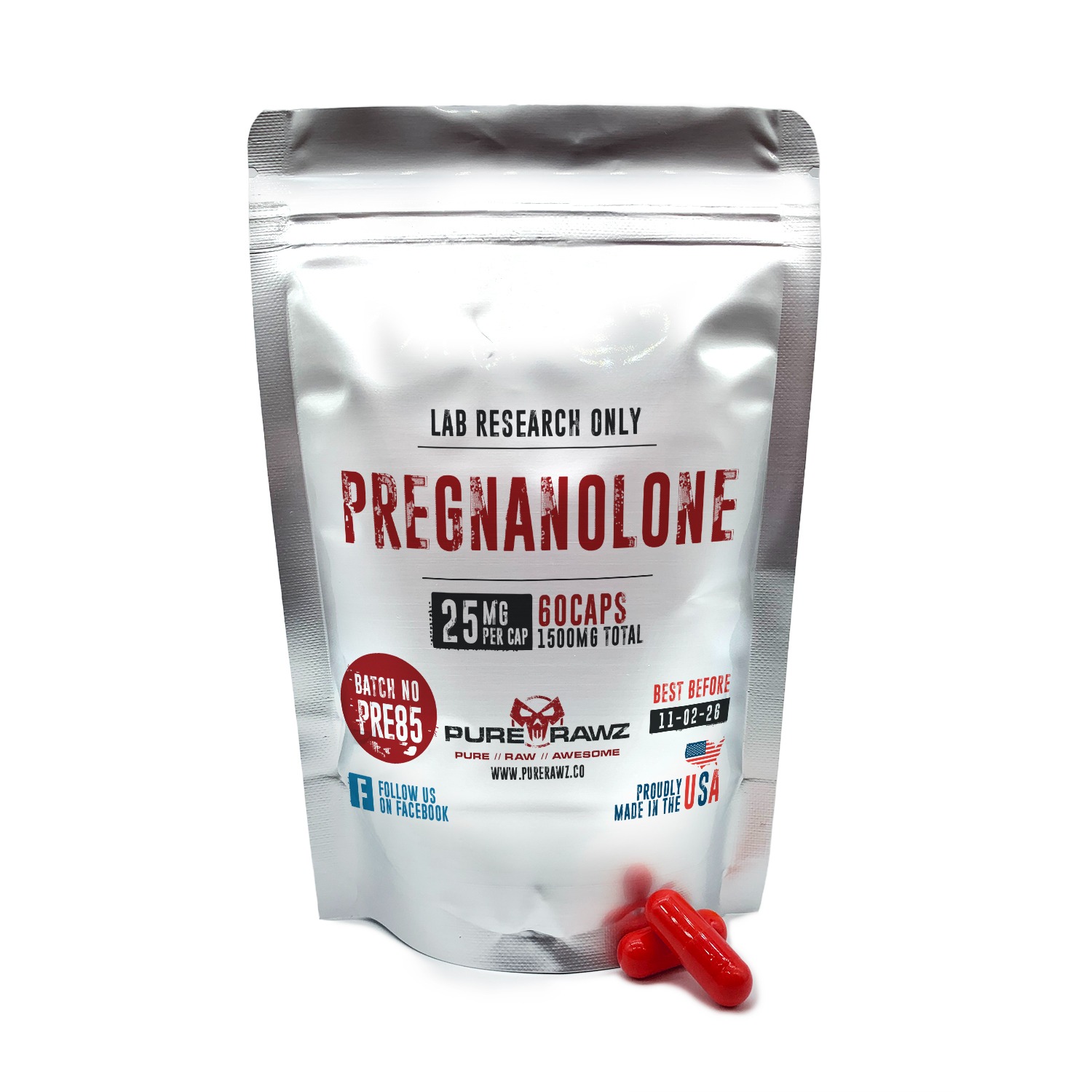 Pregnanolone - Capsules / 25mg per capsule/60ct/1500mg