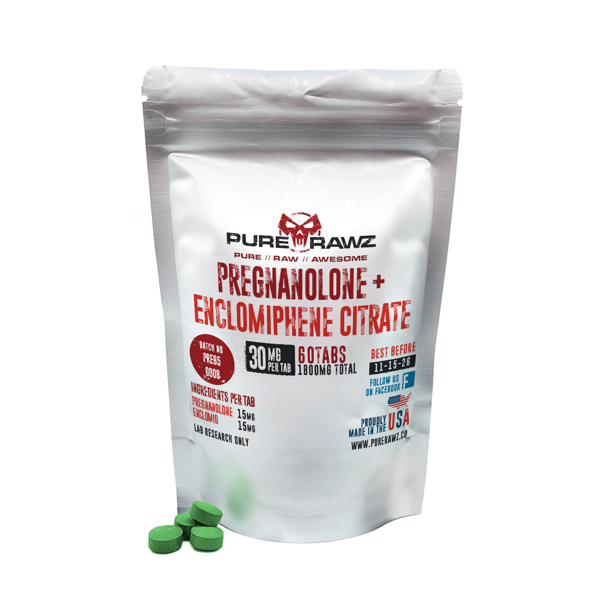 Enclomiphene Citrate + Pregnanolone Stack - Tablets / 30mg per tablet/60ct/1800mg