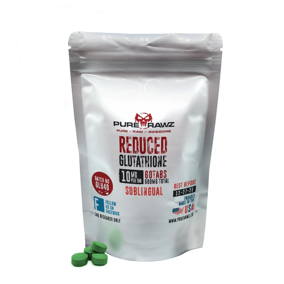 Reduced Glutathione - Sublingual Tablets / 10mg per tablet/60ct/600mg