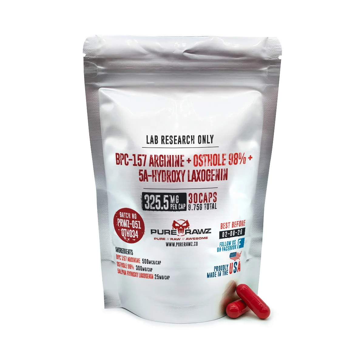 BPC-157 Arginine + Osthole 98% + 5a-hydroxy Laxogenin - 325.5mg/30ct/9.75g