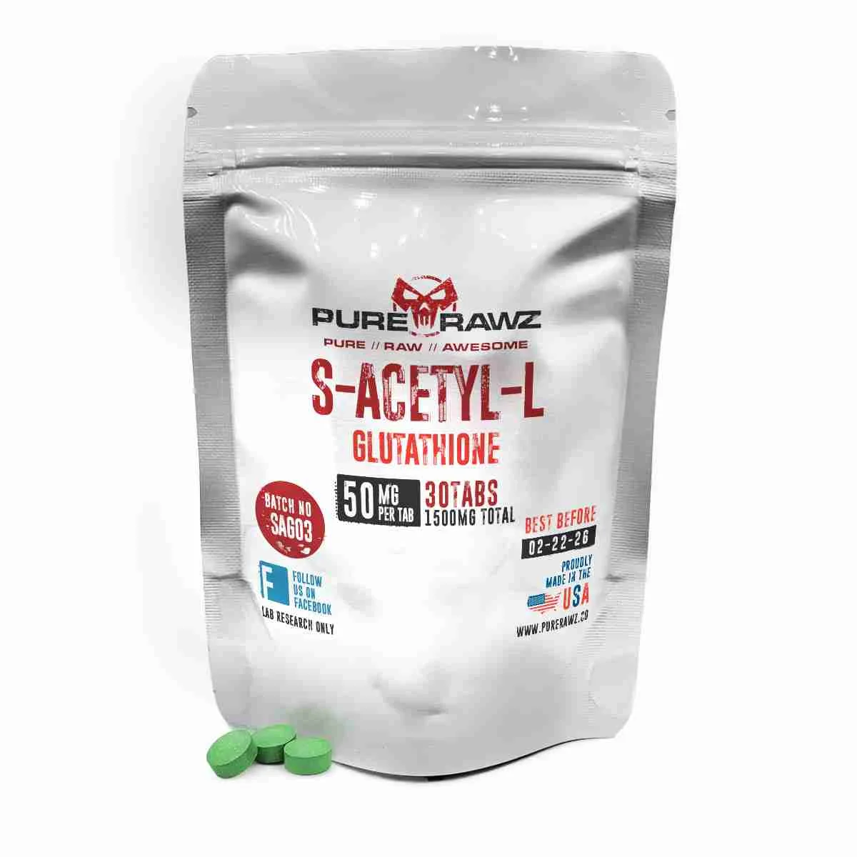 S-Acetyl L-Glutathione - Tablets / 50mg per tablet/30ct/1.5g