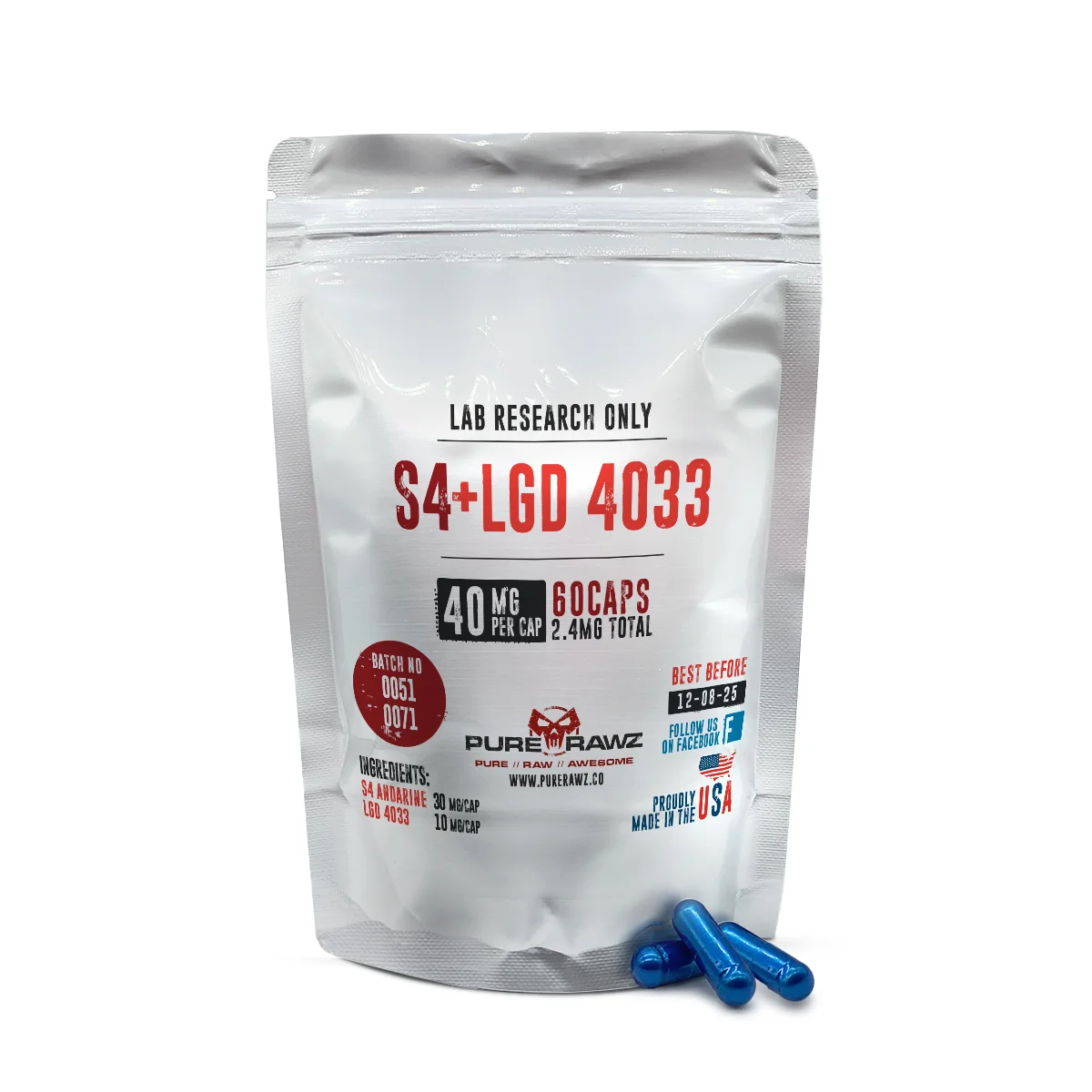 S4 Andarine + Ligandrol (LGD-4033) Stack - Capsules / 40mg per capsule/60ct/2.4g